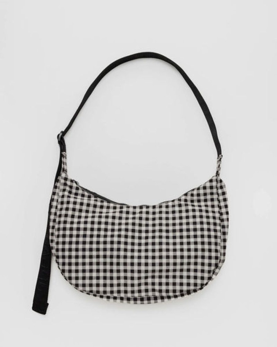 Accessories & Clothing Baggu | Baggu - Medium Nylon Crescent Bag - Black & White Gingham