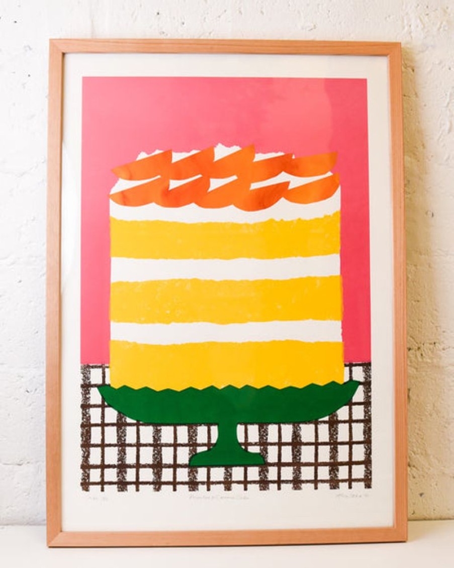 Home Decor Alice Oehr | Alice Oehr - Framed Silkscreen Cake Print - Peaches And Cream Cake *Pi