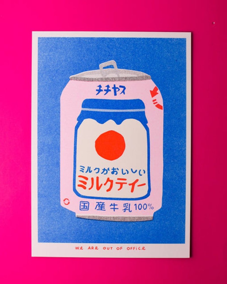 Home Decor we are out of office | We Are Out Of Office - Riso Print - Japanese Can Of Milky Tea