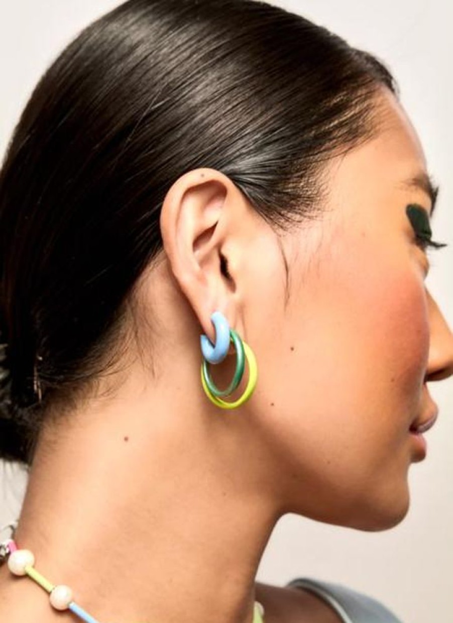 Jewellery Bianca Mavrick | Bianca Mavrick - Chromatic Hoop Earrings - Frozen Seawater