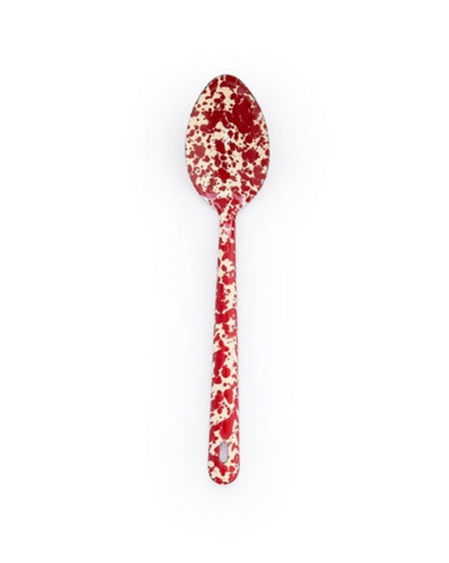 Tableware Crow Canyon | Crow Canyon - Splatter Large Serving Spoon - Burgundy And Cream