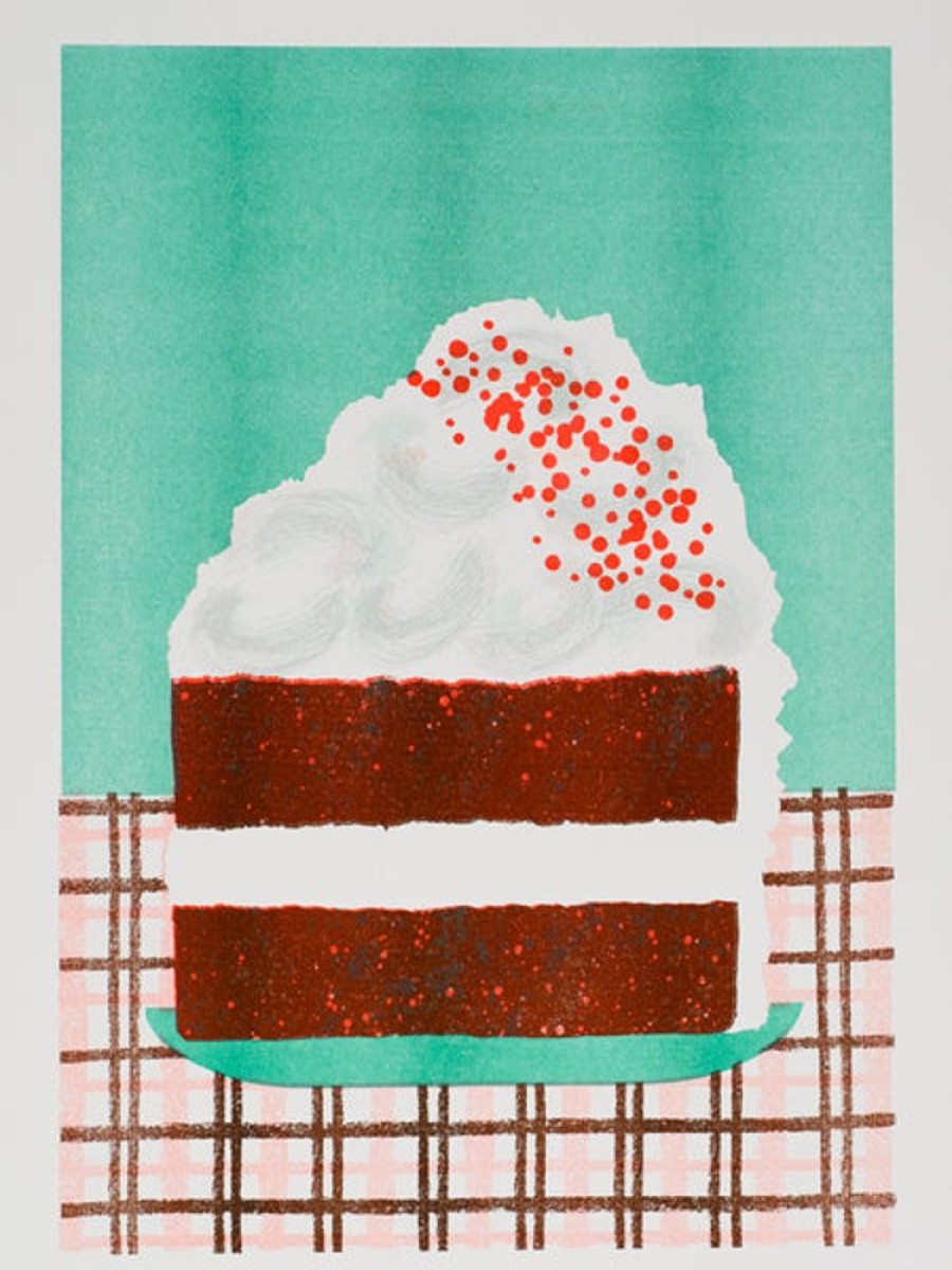 Kids & Babies Alice Oehr | Alice Oehr - Red Velvet Cake Slice Riso Print - A3