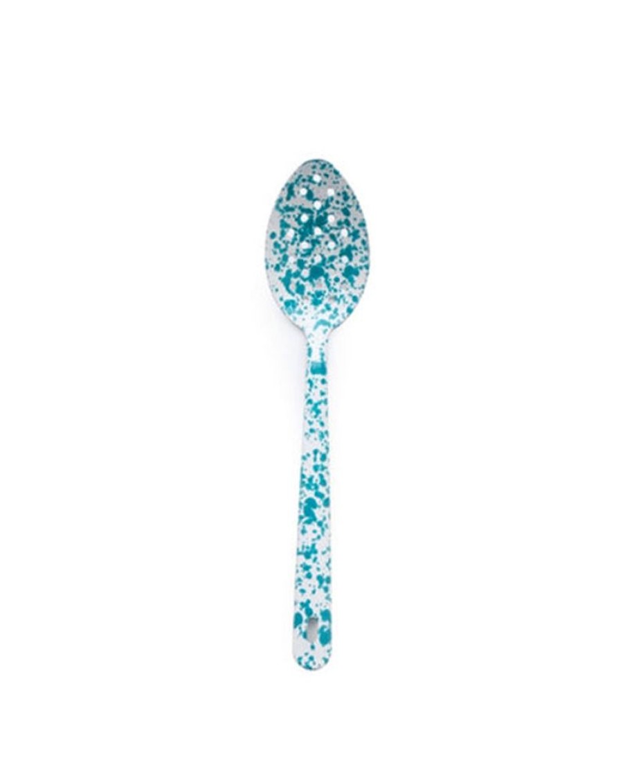 Tableware Crow Canyon | Crow Canyon - Splatter Large Slotted Spoon - Turquoise