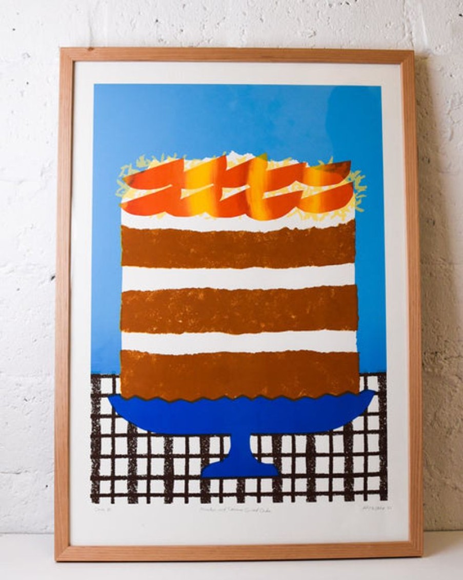 Home Decor Alice Oehr | Alice Oehr - Framed Silkscreen Cake Print - Peaches And Cream Spiced C