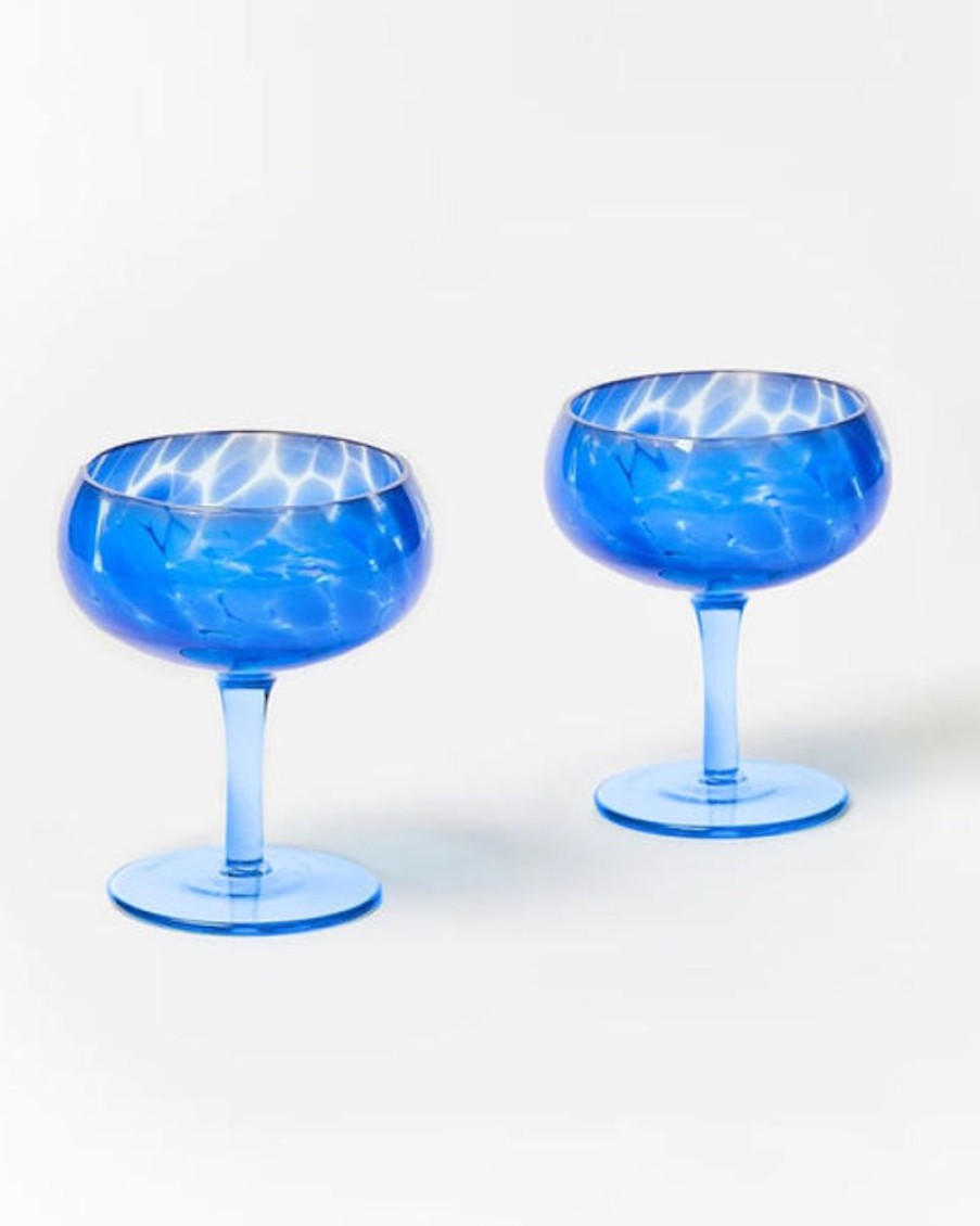 Tableware Bonnie and Neil | Bonnie And Neil - Glass Coupe Dots Blue (Set Of 2)