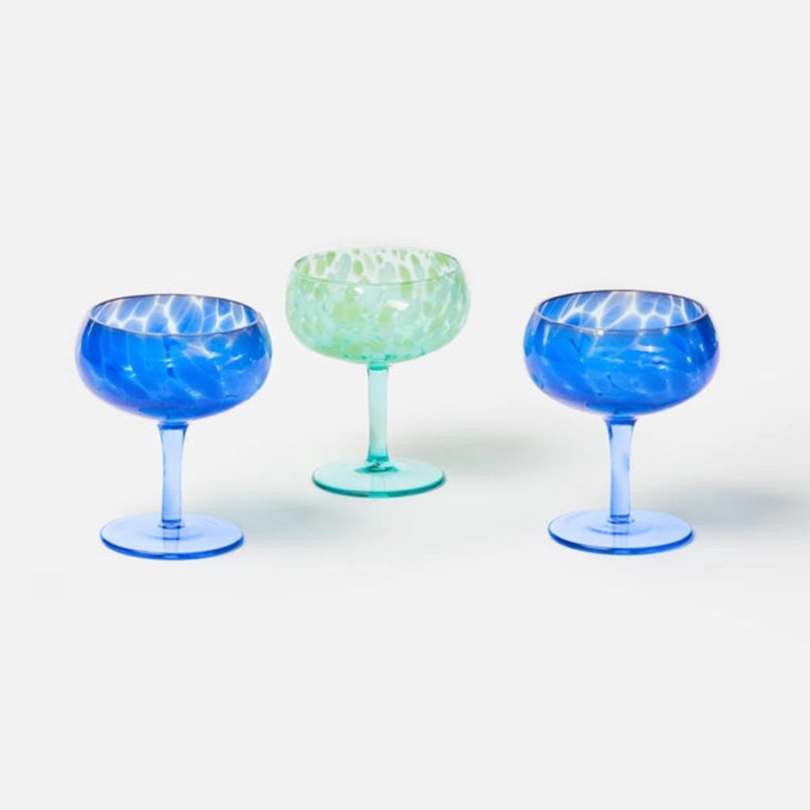 Tableware Bonnie and Neil | Bonnie And Neil - Glass Coupe Dots Blue (Set Of 2)