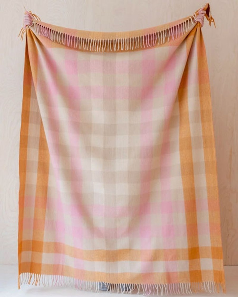 Home Decor TBco | Tbco - Recycled Wool Blanket In Orange Gradient Gingham