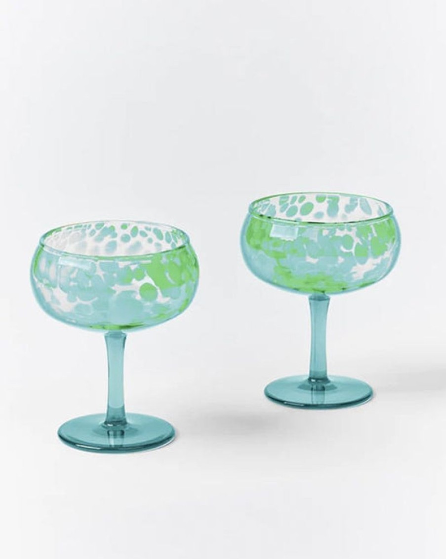 Tableware Bonnie and Neil | Bonnie And Neil - Glass Coupe Dots Green (Set Of 2)