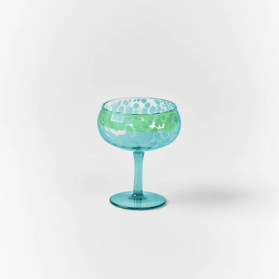 Tableware Bonnie and Neil | Bonnie And Neil - Glass Coupe Dots Green (Set Of 2)