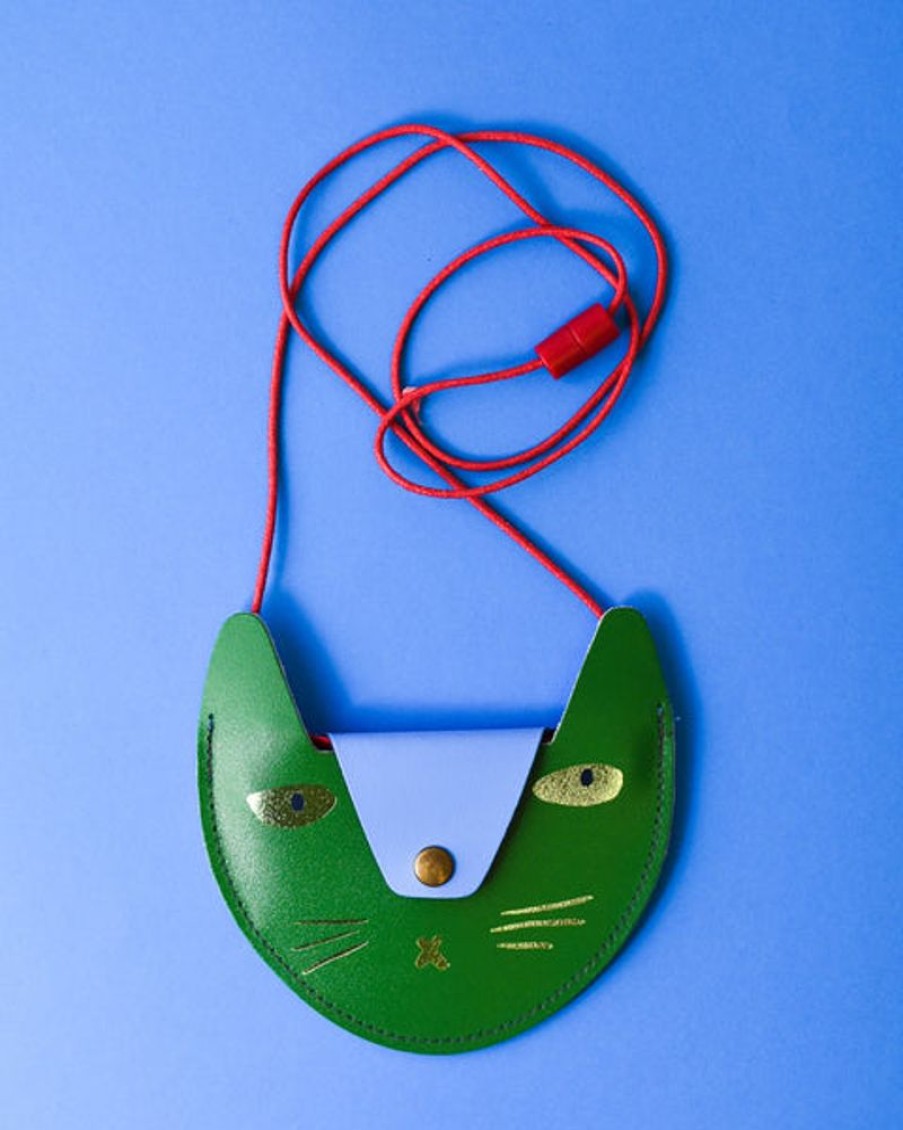 Kids & Babies Ark | Ark - Cat Pocket Purse - Green And Cornflower