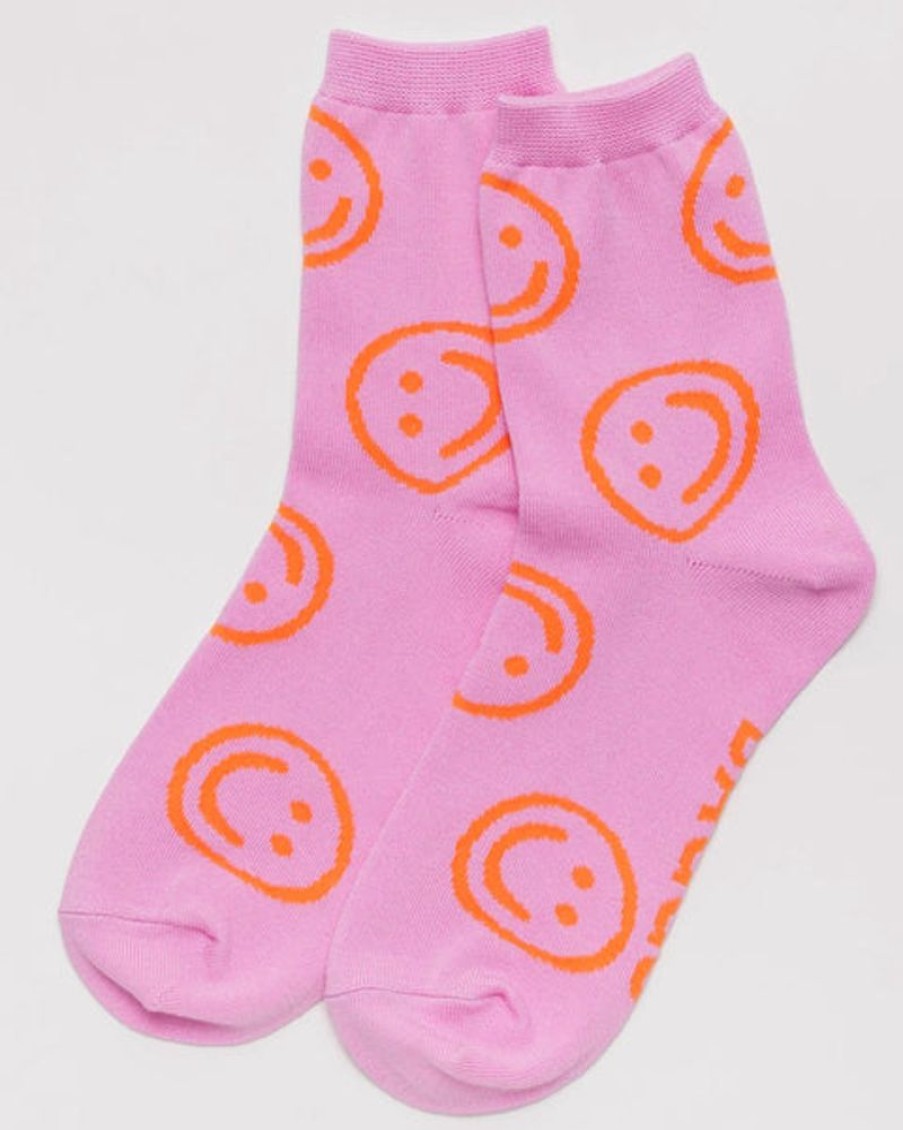 Accessories & Clothing Baggu | Baggu - Crew Sock -Peony Happy