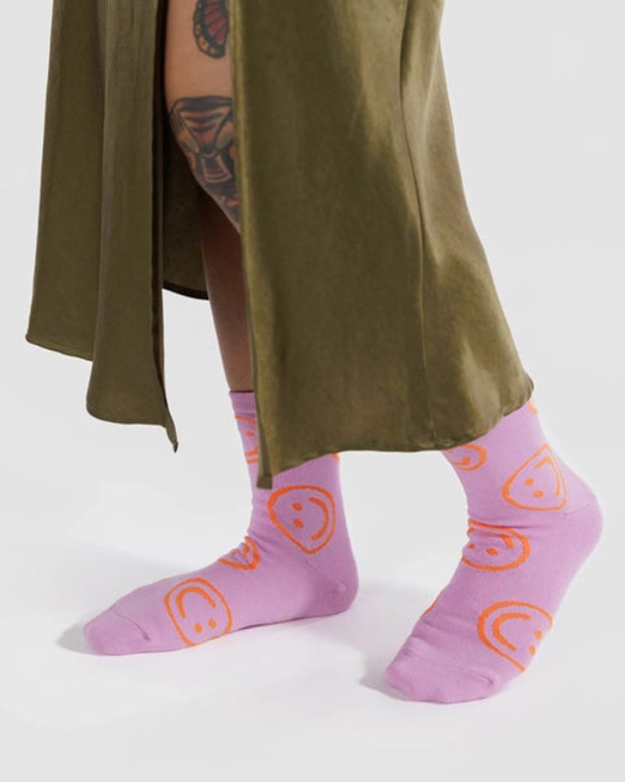 Accessories & Clothing Baggu | Baggu - Crew Sock -Peony Happy