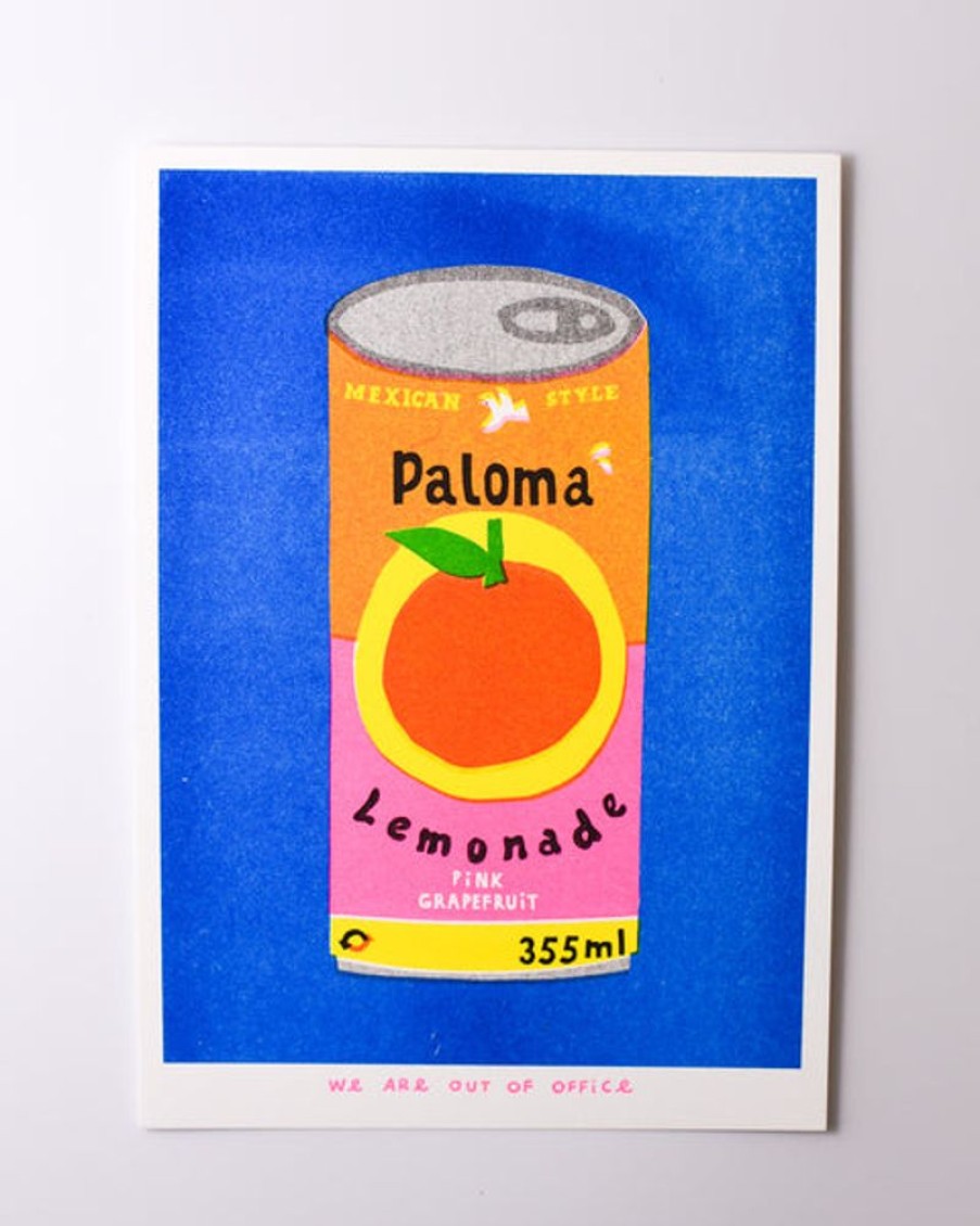 Home Decor we are out of office | We Are Out Of Office - Riso Print - A Can Of Paloma Lemonade