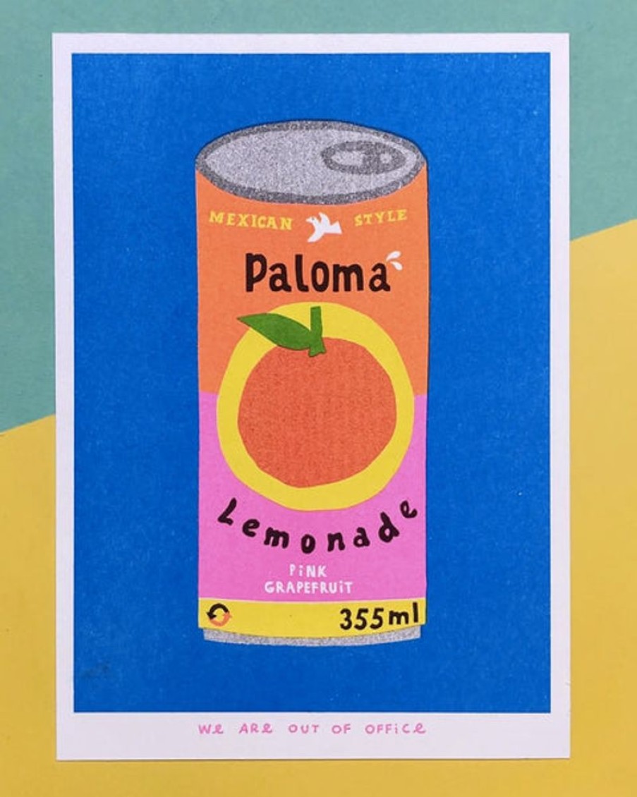 Home Decor we are out of office | We Are Out Of Office - Riso Print - A Can Of Paloma Lemonade