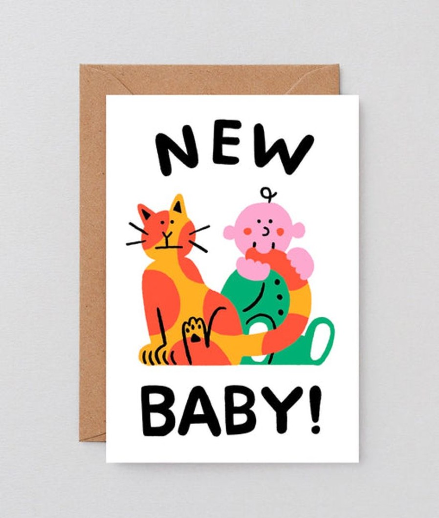 Kids & Babies Wrap | Wrap - Greetings Card - 'Baby And Cat'