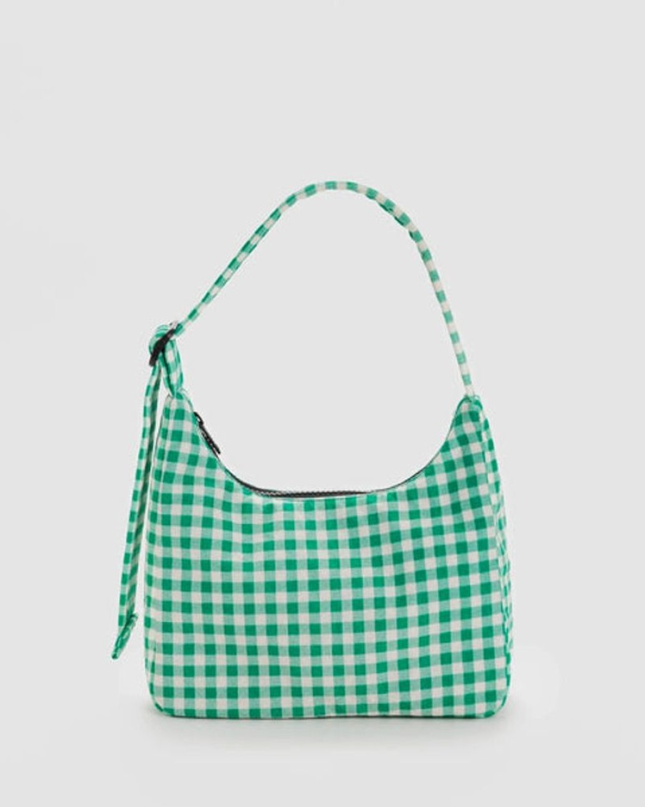 Accessories & Clothing Baggu | Baggu - Mini Nylon Shoulder Bag - Green Gingham