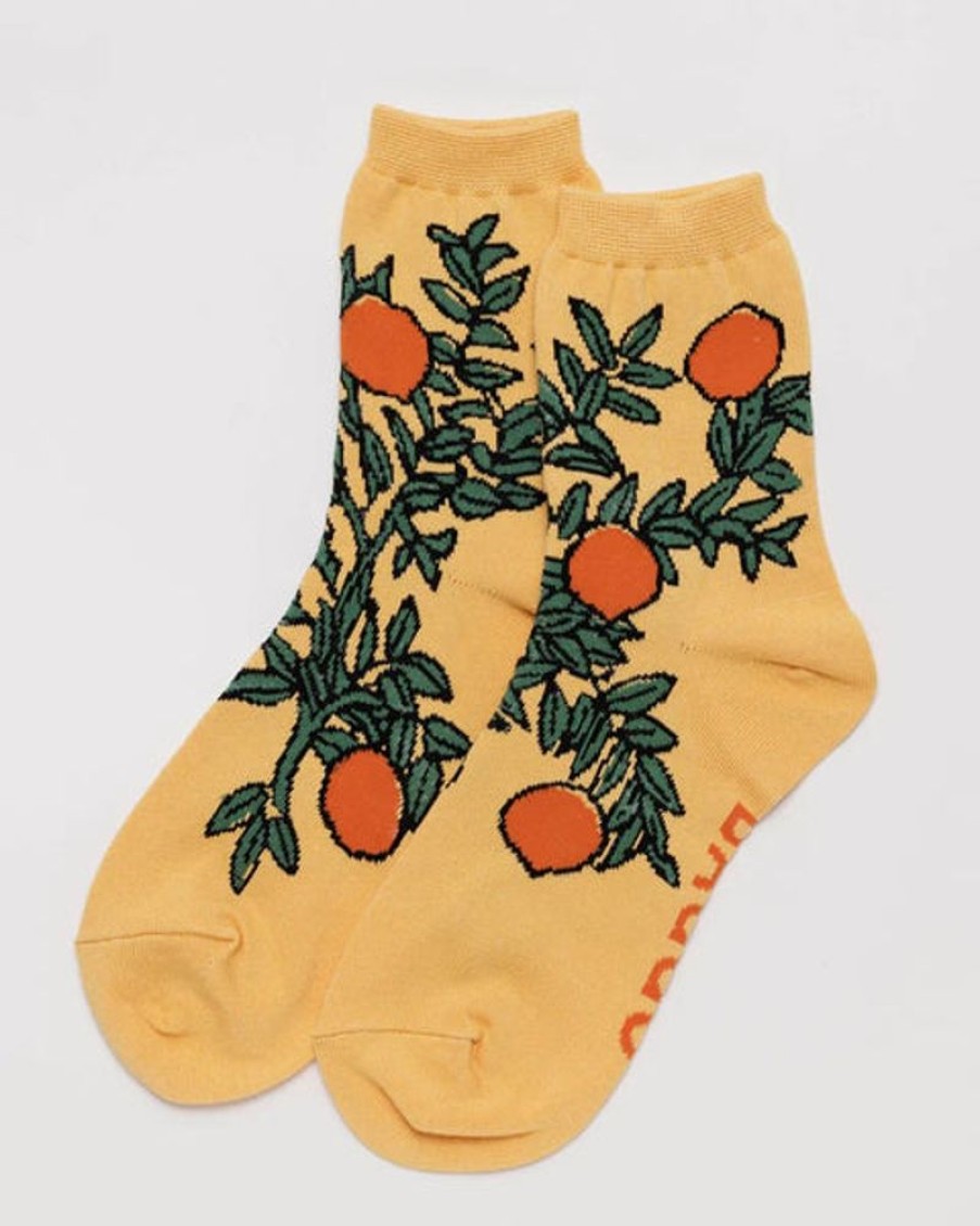 Accessories & Clothing Baggu | Baggu - Crew Sock - Orange Tree