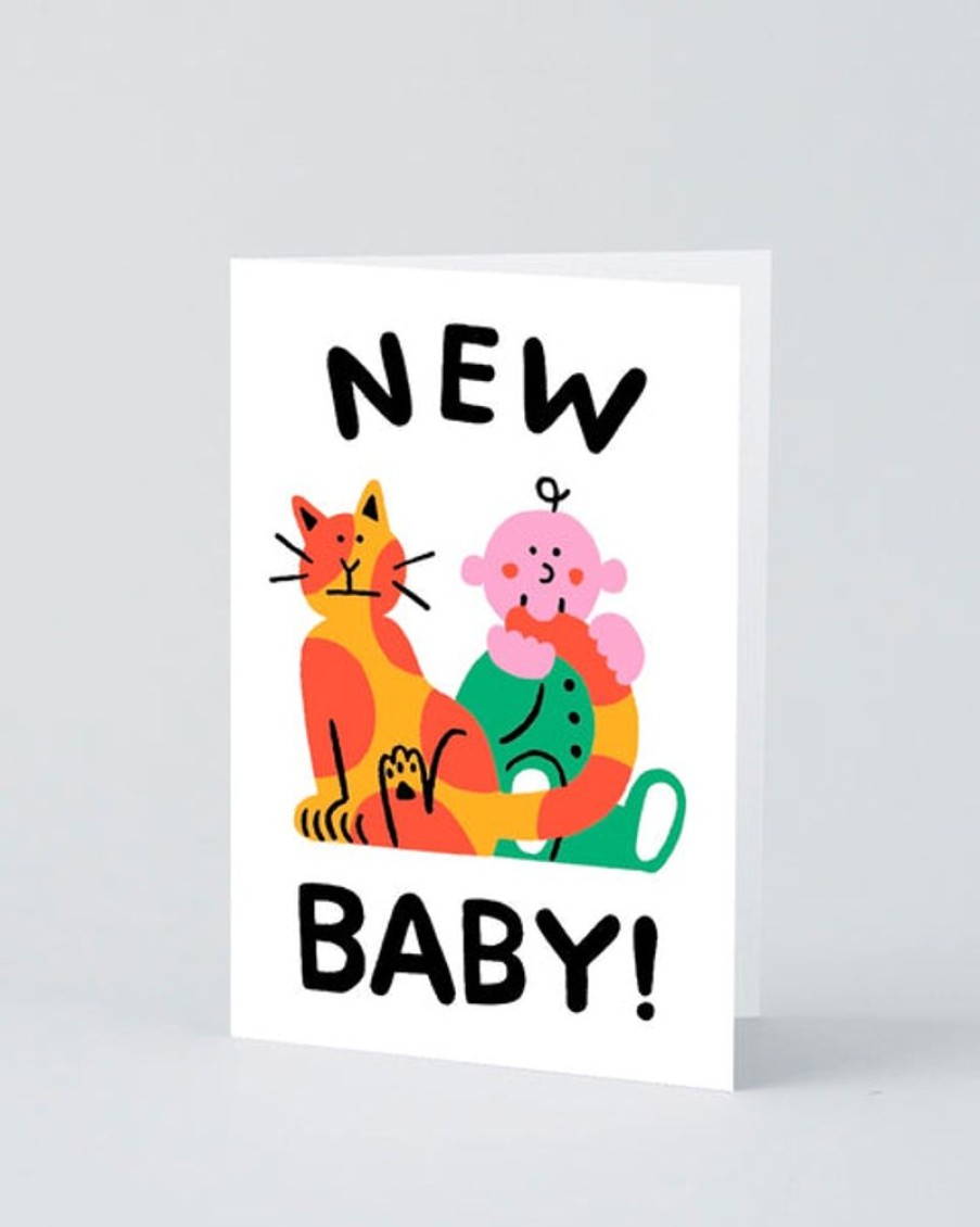 Cards Wrap | Wrap - Greetings Card - 'Baby And Cat'