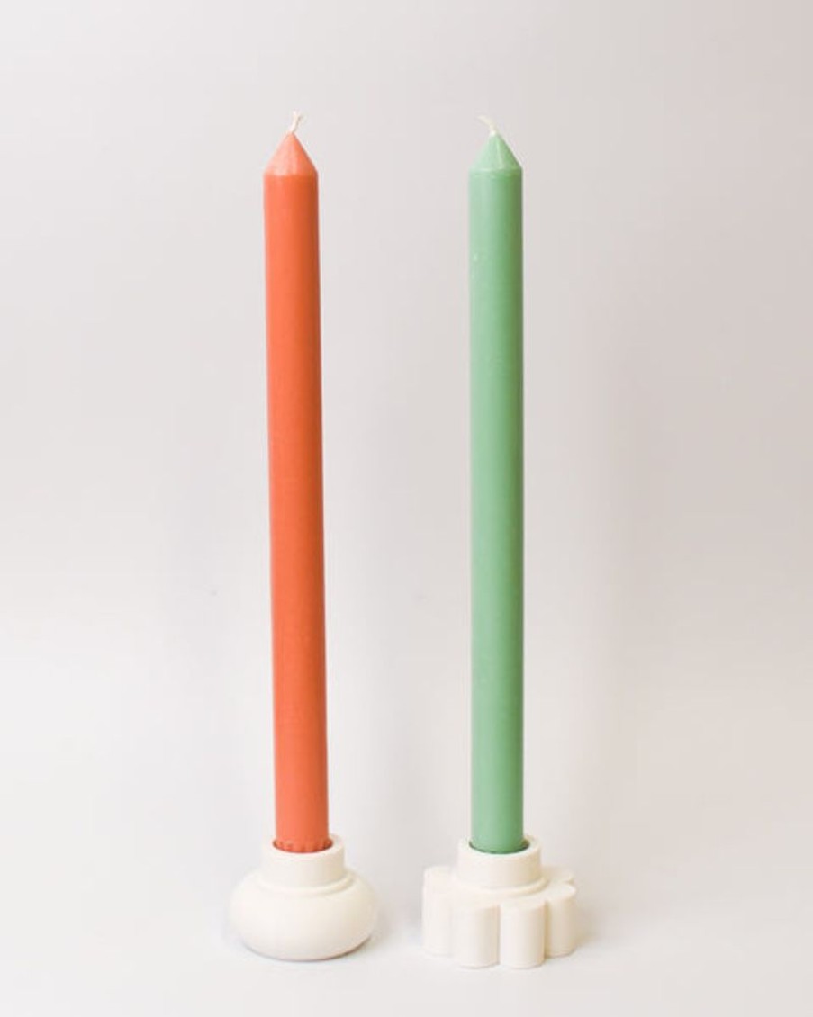 Home Decor Pinky's | Dinner Candle Set - Peach And Mint Green