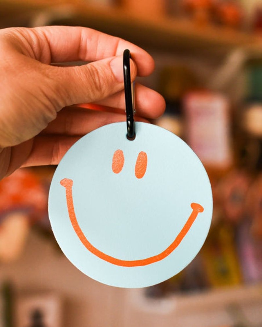 Accessories & Clothing Ark | Ark - Happy Face Bag Tag - Turquoise