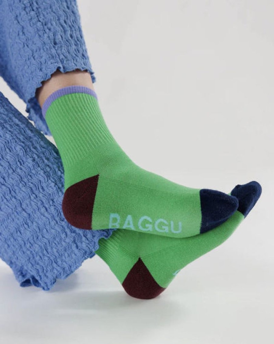 Accessories & Clothing Baggu | Baggu - Ribbed Sock - Aloe Mix