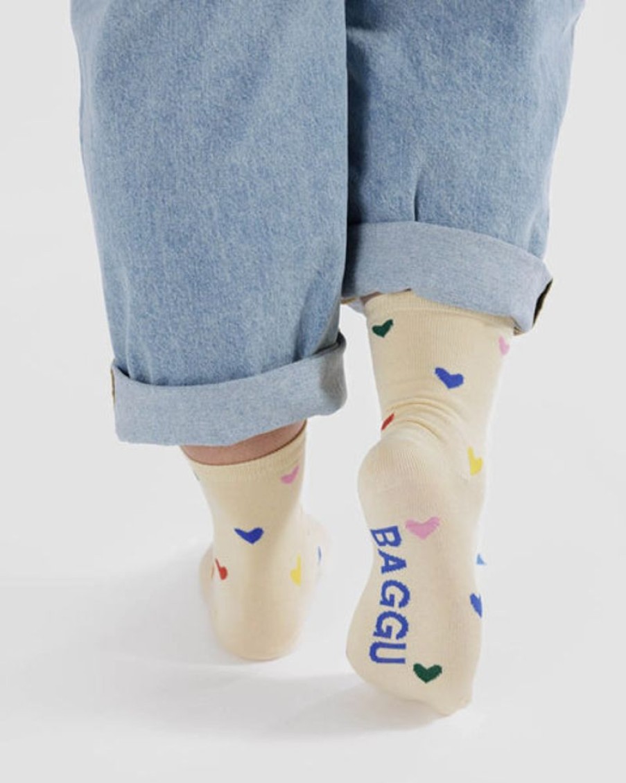 Accessories & Clothing Baggu | Baggu - Crew Sock - Hearts