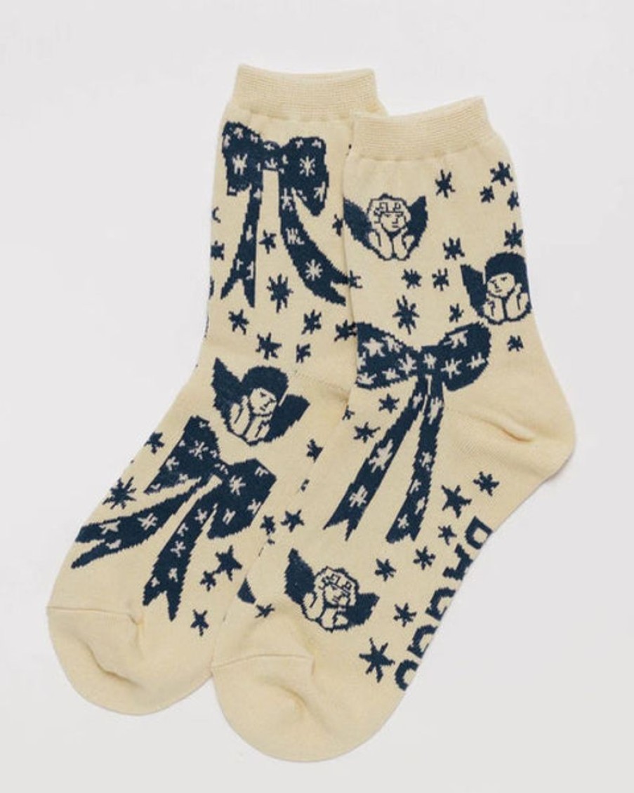 Accessories & Clothing Baggu | Baggu - Crew Sock - Cherub Bows