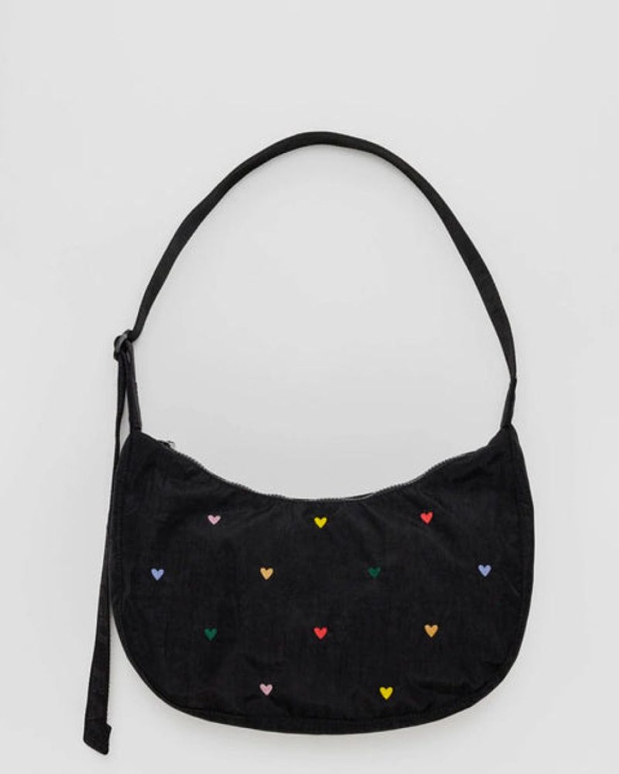 Accessories & Clothing Baggu | Baggu - Medium Nylon Crescent Bag - Embroidered Hearts