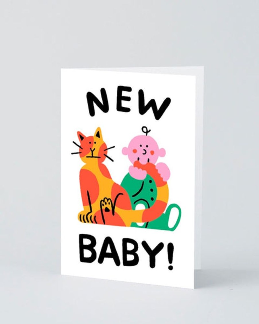 Cards Wrap | Wrap - Greetings Card - 'Baby And Cat'