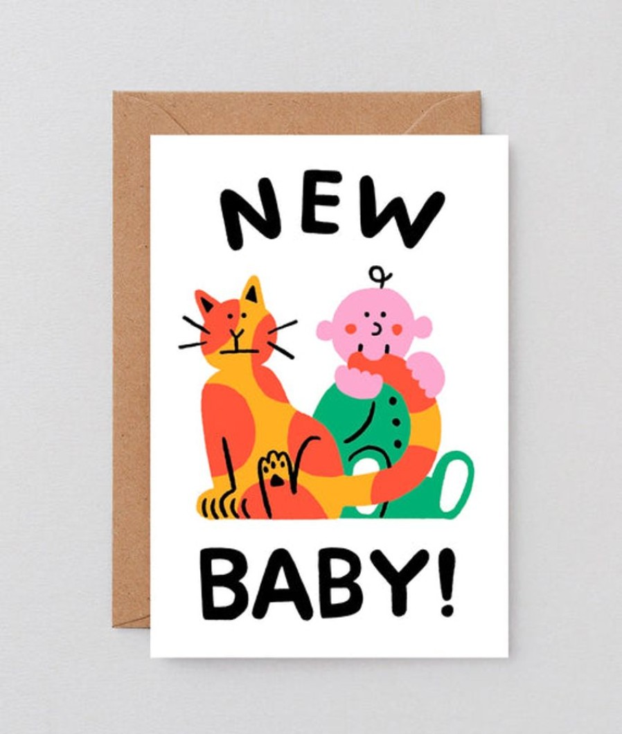 Cards Wrap | Wrap - Greetings Card - 'Baby And Cat'