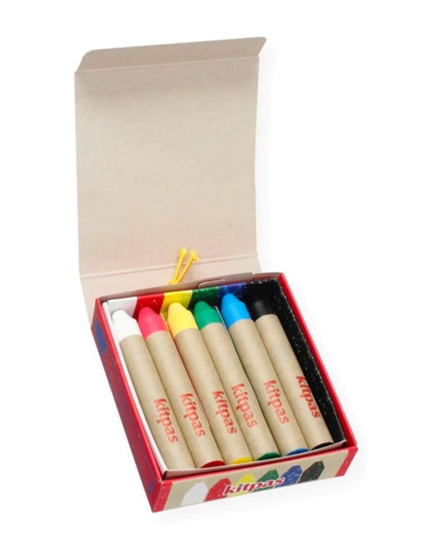 Stickers And Stationery Kitpas | Kitpas Medium Stick Rice Wax Crayons - 6 Colours