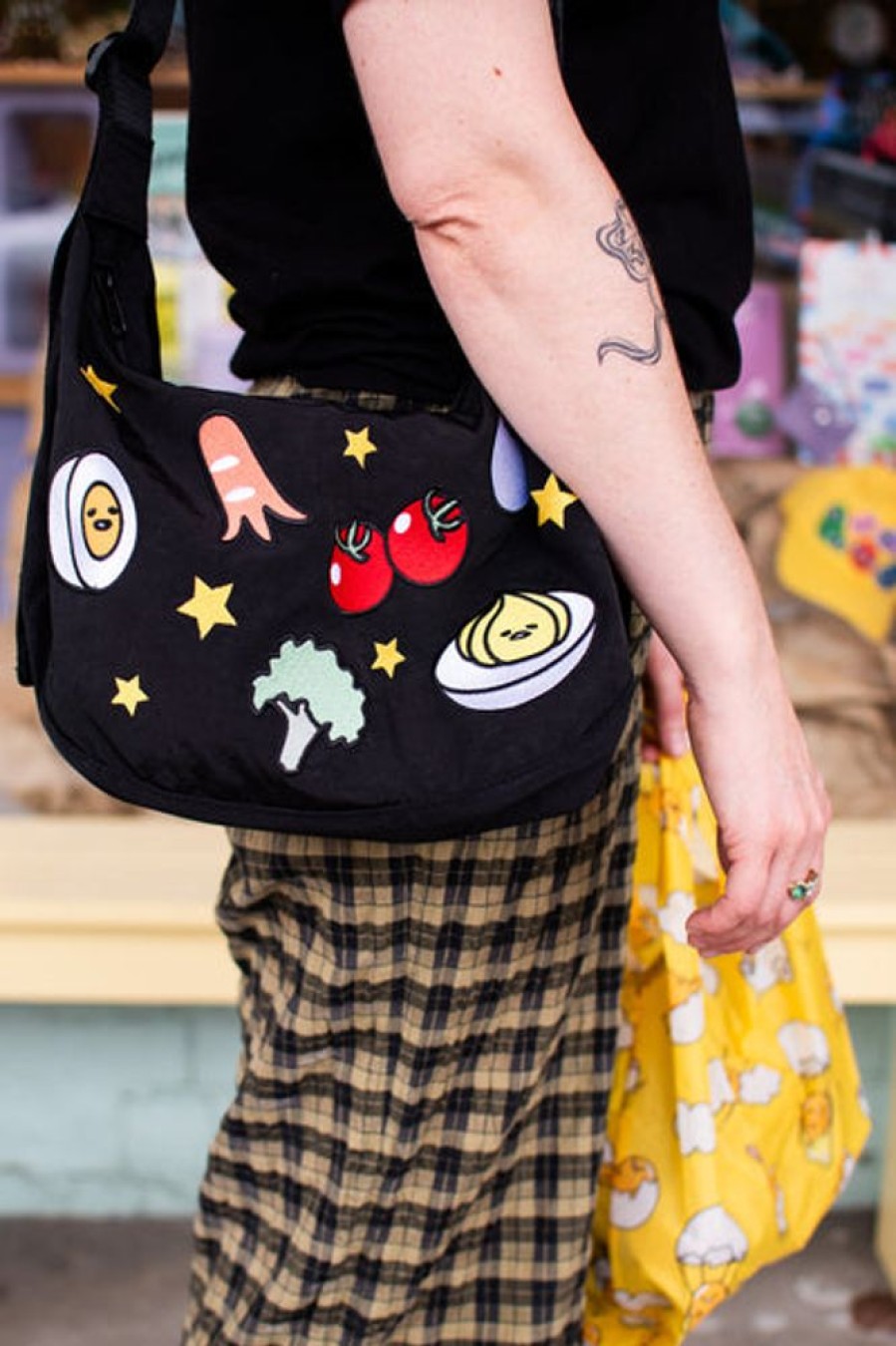 Accessories & Clothing Baggu | Baggu - Medium Nylon Crescent Bag - Embroidered Gudetama