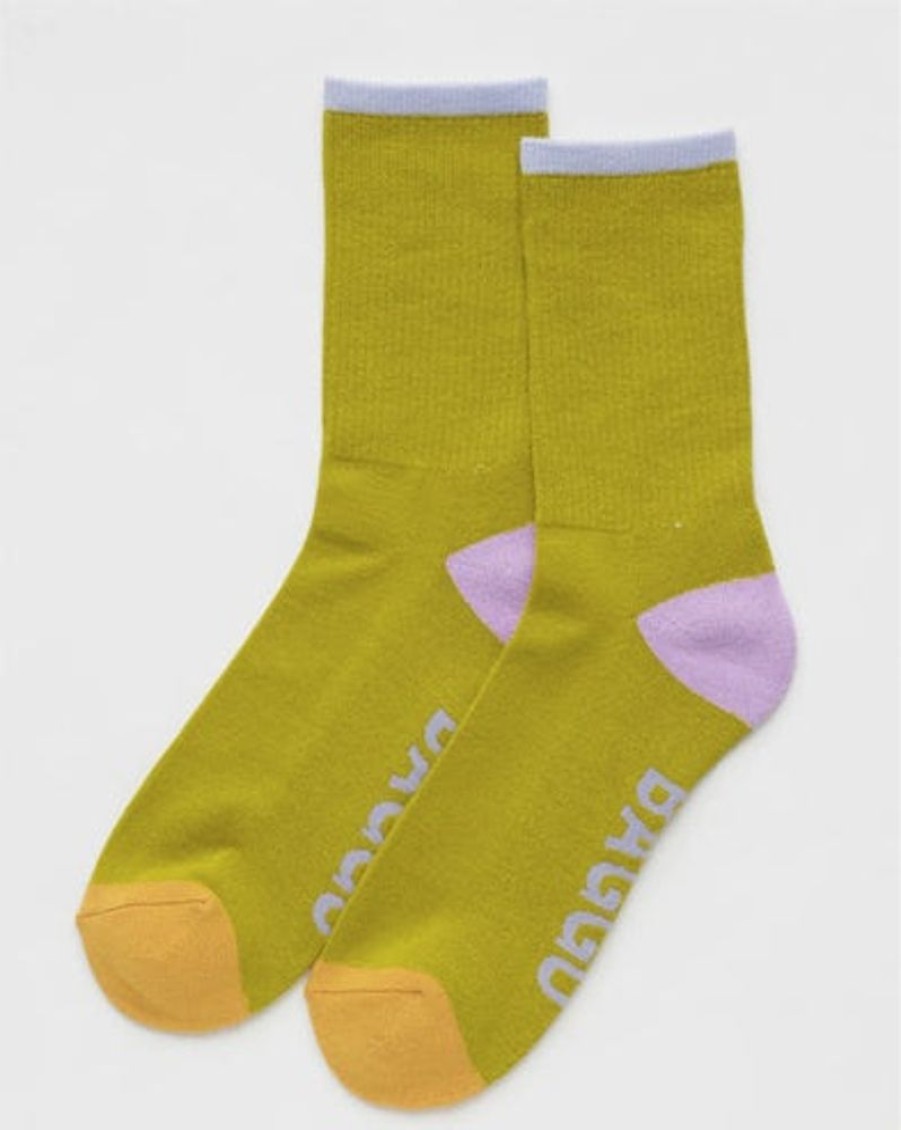 Accessories & Clothing Baggu | Baggu - Ribbed Sock - Citron Mix