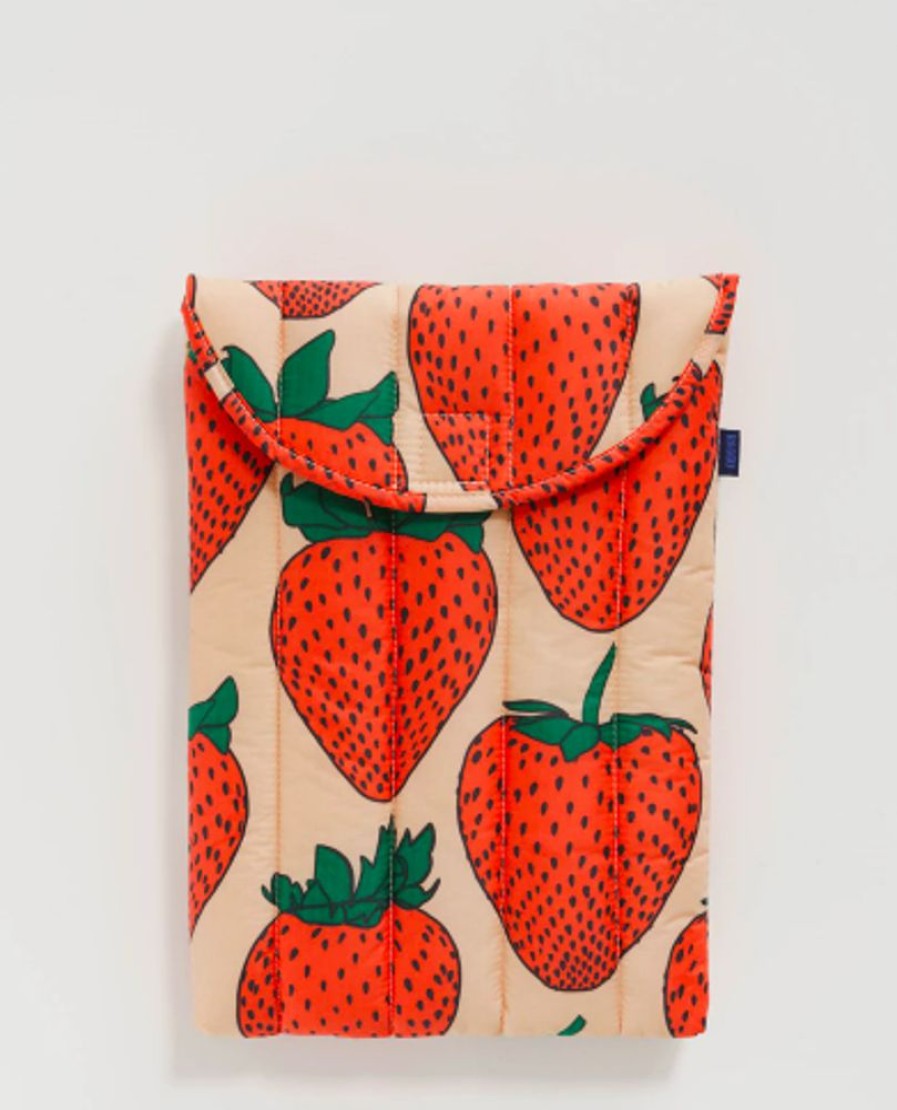 Accessories & Clothing Baggu | Baggu - Puffy Laptop Sleeve 13 Inch - Strawberry