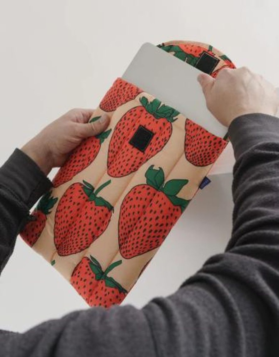 Accessories & Clothing Baggu | Baggu - Puffy Laptop Sleeve 13 Inch - Strawberry