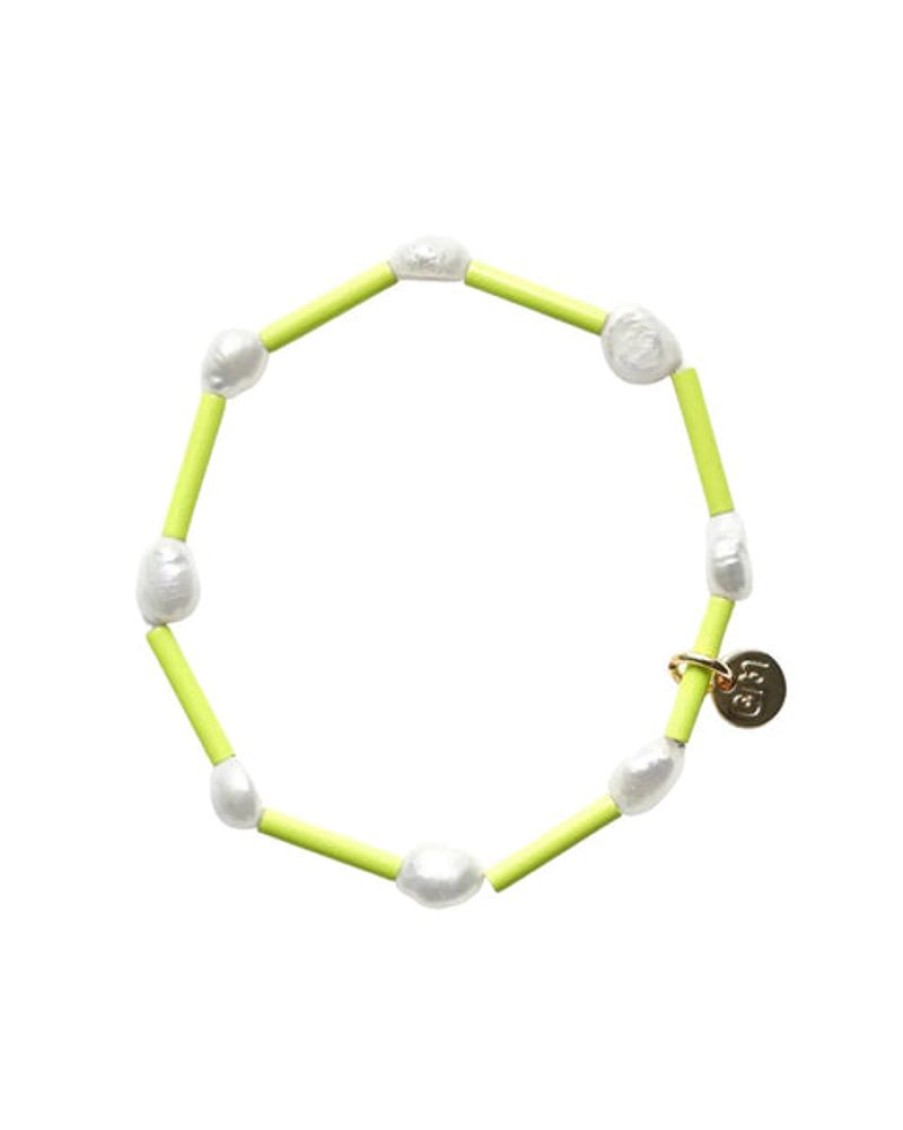 Jewellery Bianca Mavrick | Bianca Mavrick - Stretchy Pearly Bracelet (Chartreuse)