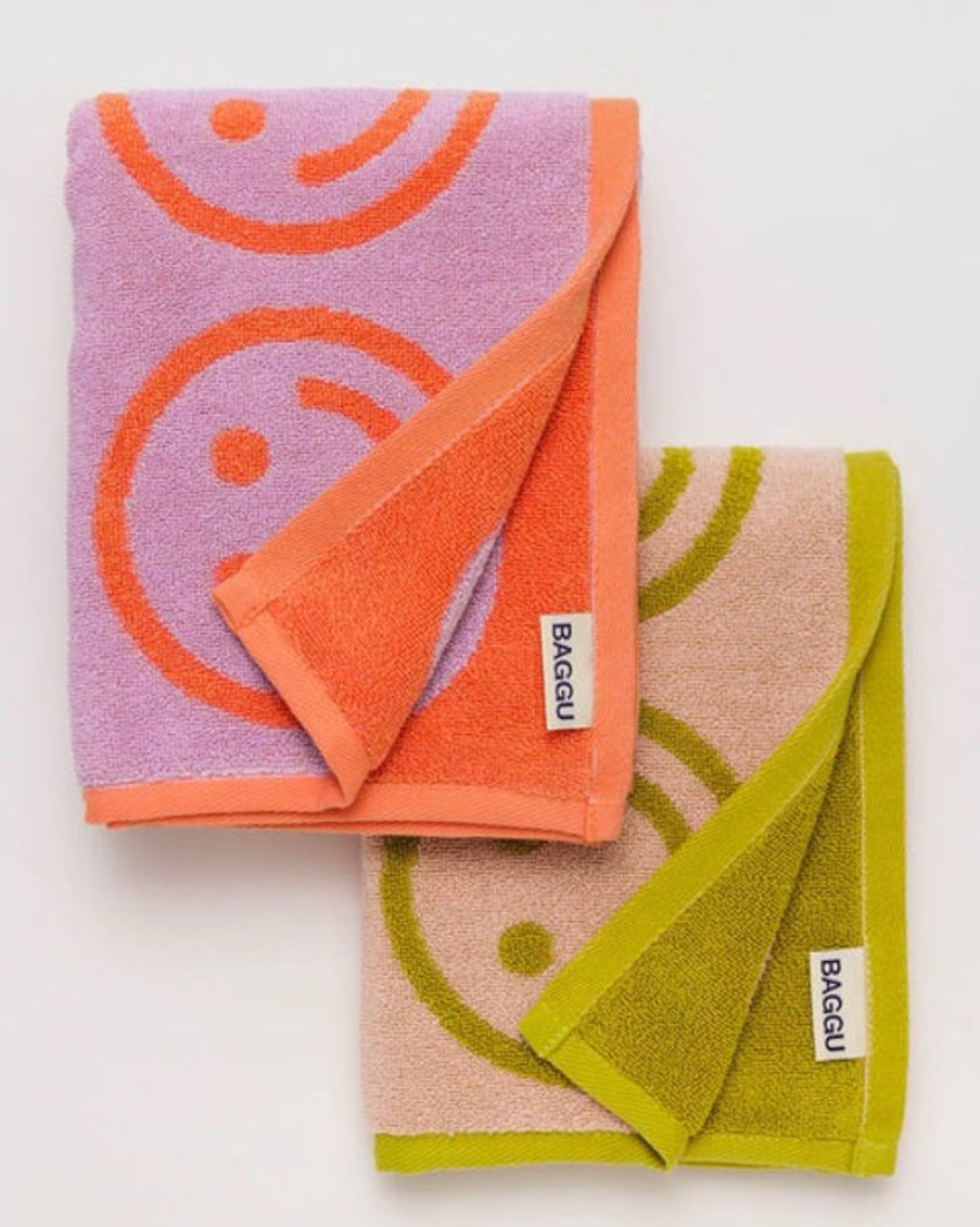 Home Decor Baggu | Baggu - Hand Towel Set Of 2 - Happy Lilac Ochre