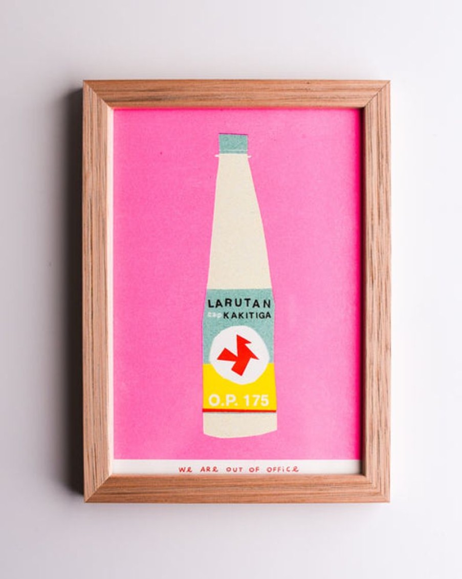 Home Decor we are out of office | We Are Out Of Office - Framed Riso Print - A Very Pink Indonesian Bott