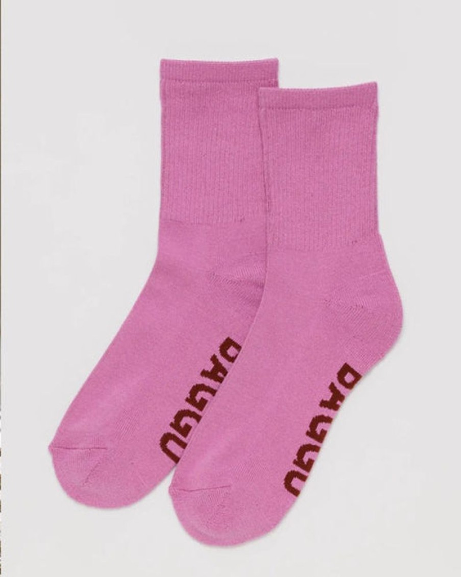 Accessories & Clothing Baggu | Baggu - Ribbed Sock - Extra Pink