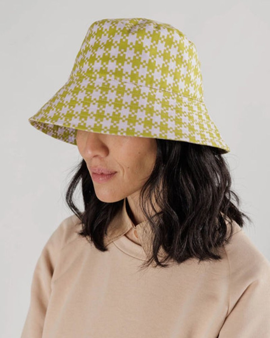 Accessories & Clothing Baggu | Baggu - Pink Pistachio Pixel Gingham Bucket Hat