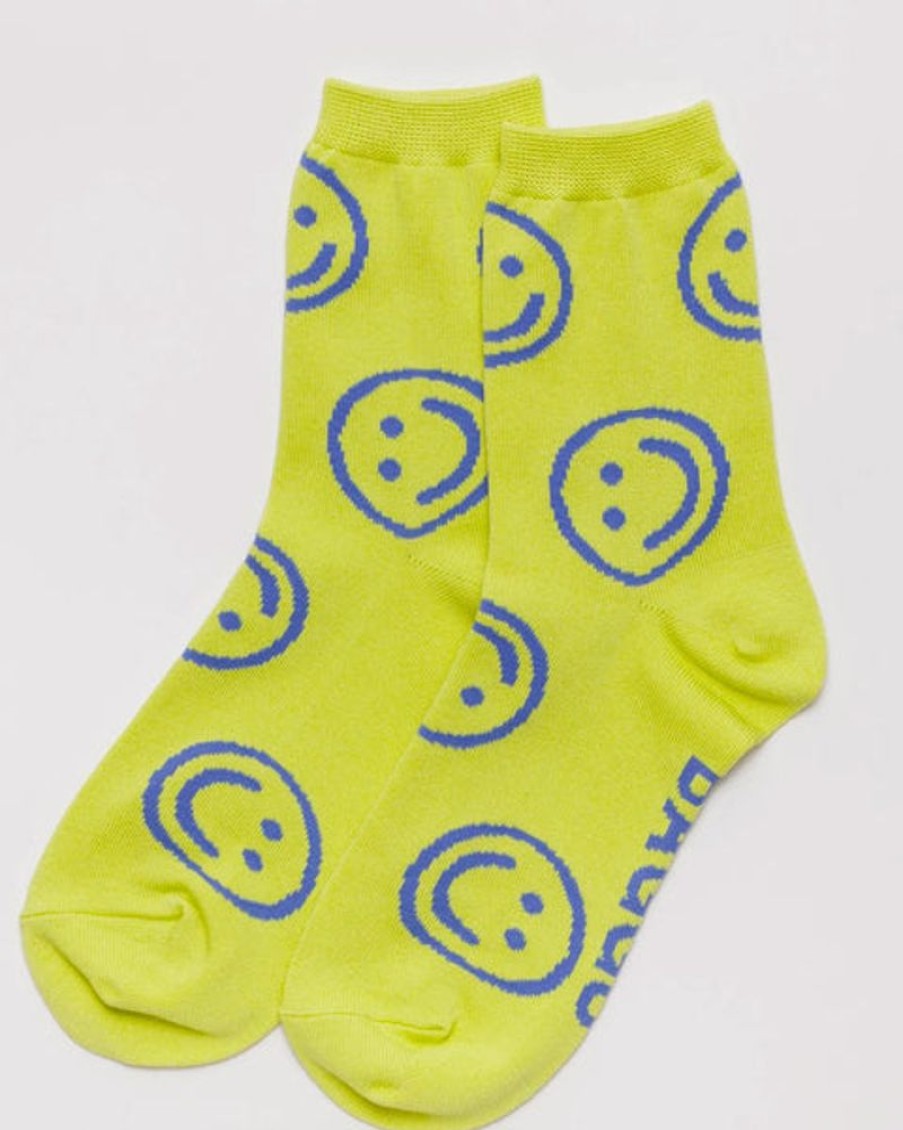 Accessories & Clothing Baggu | Baggu - Crew Sock - Citron Happy