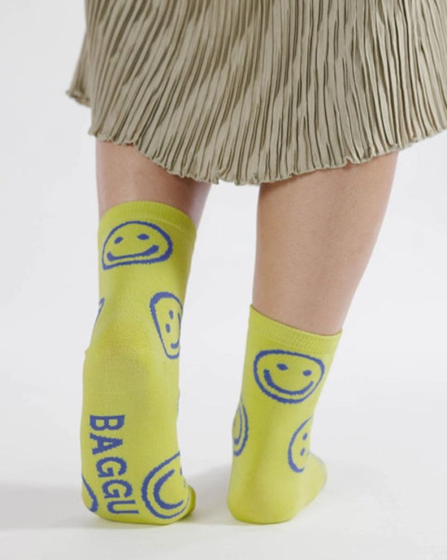 Accessories & Clothing Baggu | Baggu - Crew Sock - Citron Happy