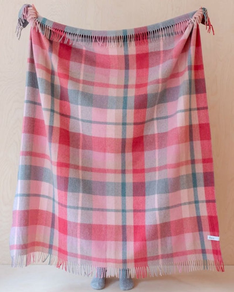 Home Decor TBco | Tbco - Recycled Wool Blanket In Pink Patchwork Check