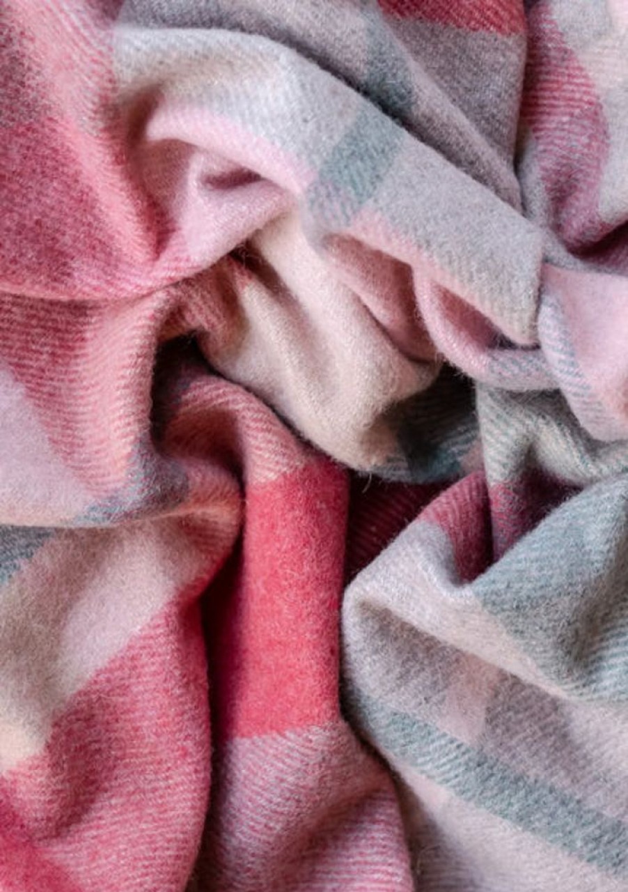 Home Decor TBco | Tbco - Recycled Wool Blanket In Pink Patchwork Check