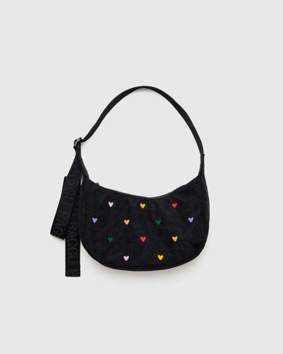 Accessories & Clothing Baggu | Baggu - Small Nylon Crescent Bag - Embroidered Hearts