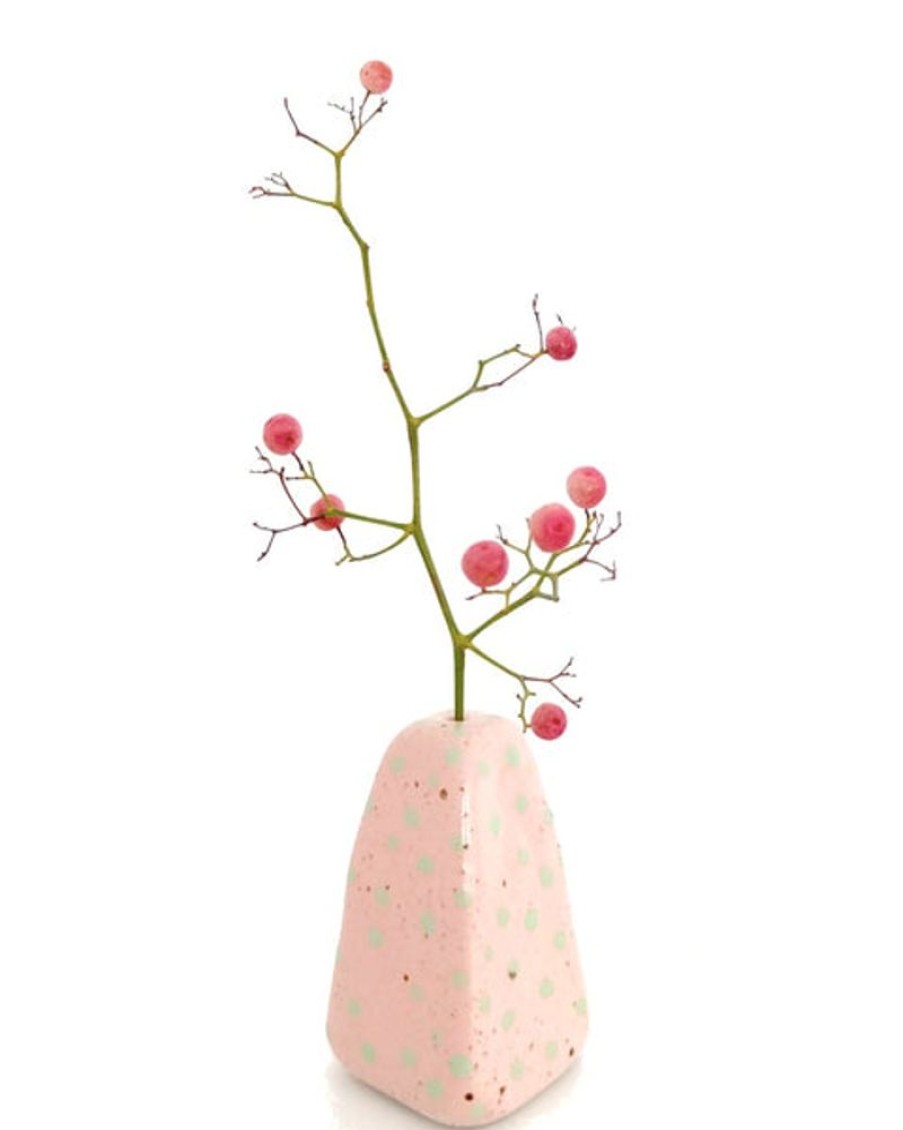 Scent & Care Julie B | Julie B Ceramics - Incense/Stem Holder- Pyramid - Spotty Pink Mint