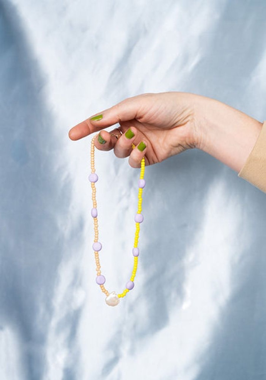 Jewellery Emily Green | Emily Green - Splits - Glass And Clay Necklace In Champagne, Lilac And