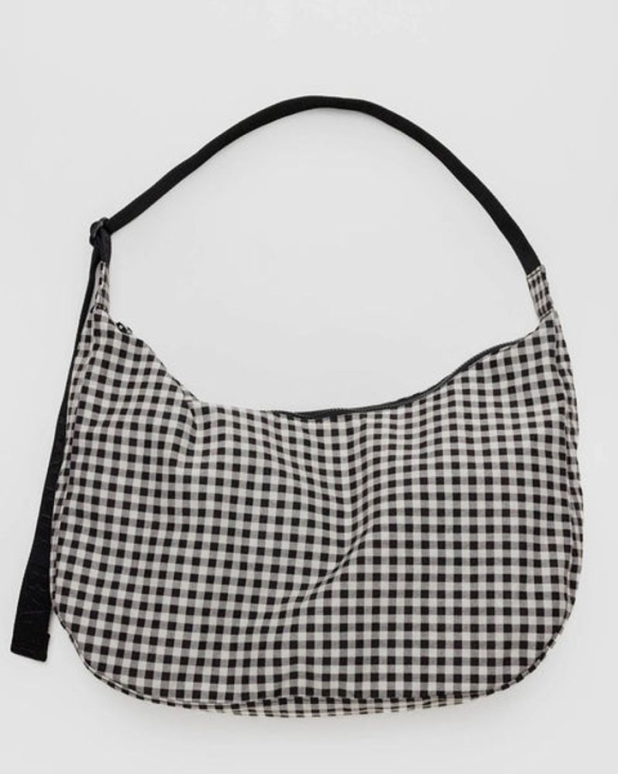 Accessories & Clothing Baggu | Baggu - Large Nylon Crescent Bag - Black & White Gingham