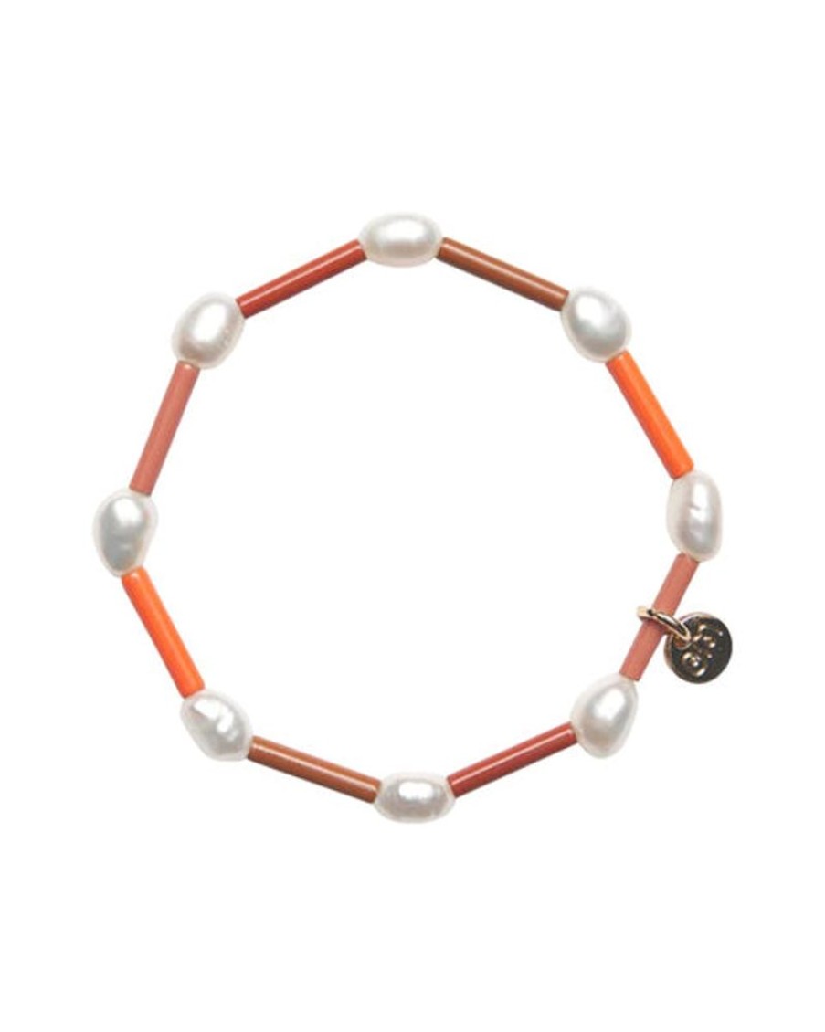 Jewellery Bianca Mavrick | Bianca Mavrick - Stretchy Pearly Bracelet (Guava Gradient)