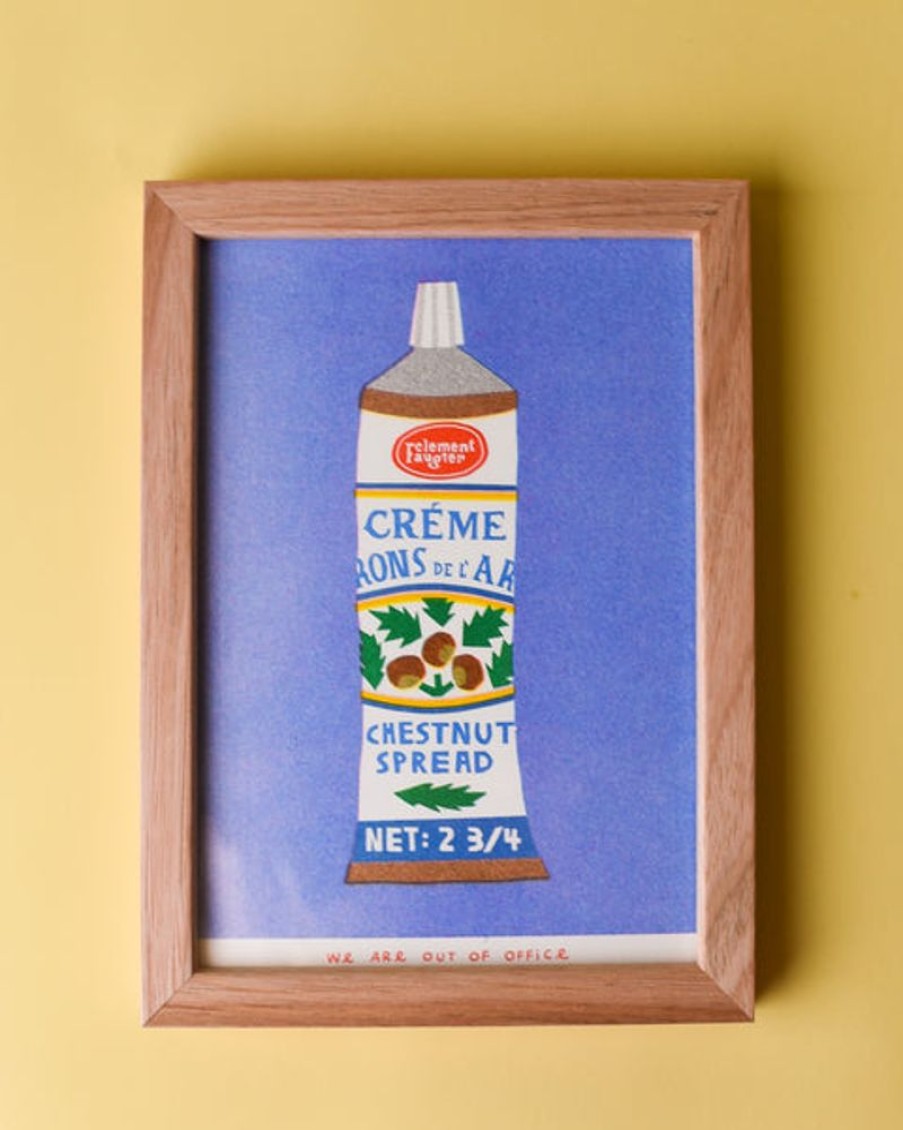 Home Decor we are out of office | We Are Out Of Office - Framed Riso Print - A Tube Of Chestnut Spread